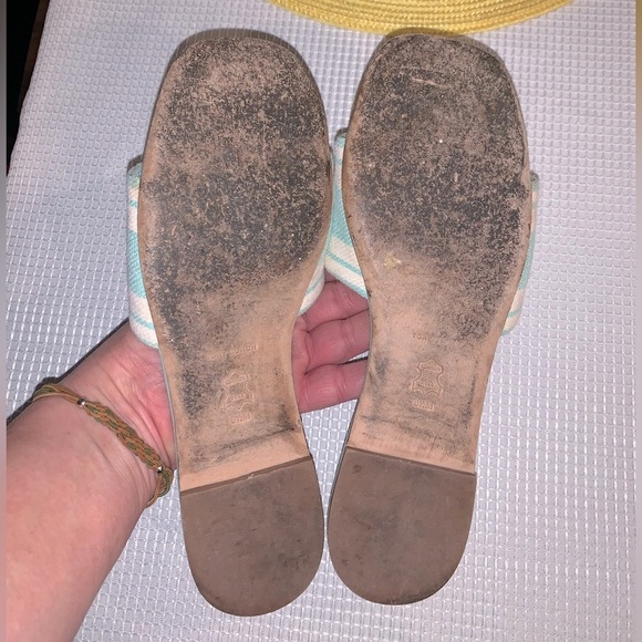 Tory Burch Designer Women's Logo Jacquard leather Slide Sandals 8.5 - Picture 7 of 9